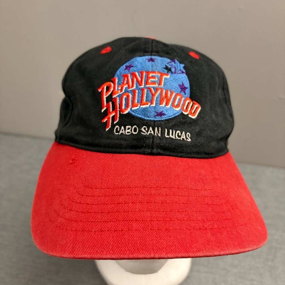 Planet Hollywood Hat Mens OSFM Black Red Cabo San Lucas Vintage 90s Snapback Cap